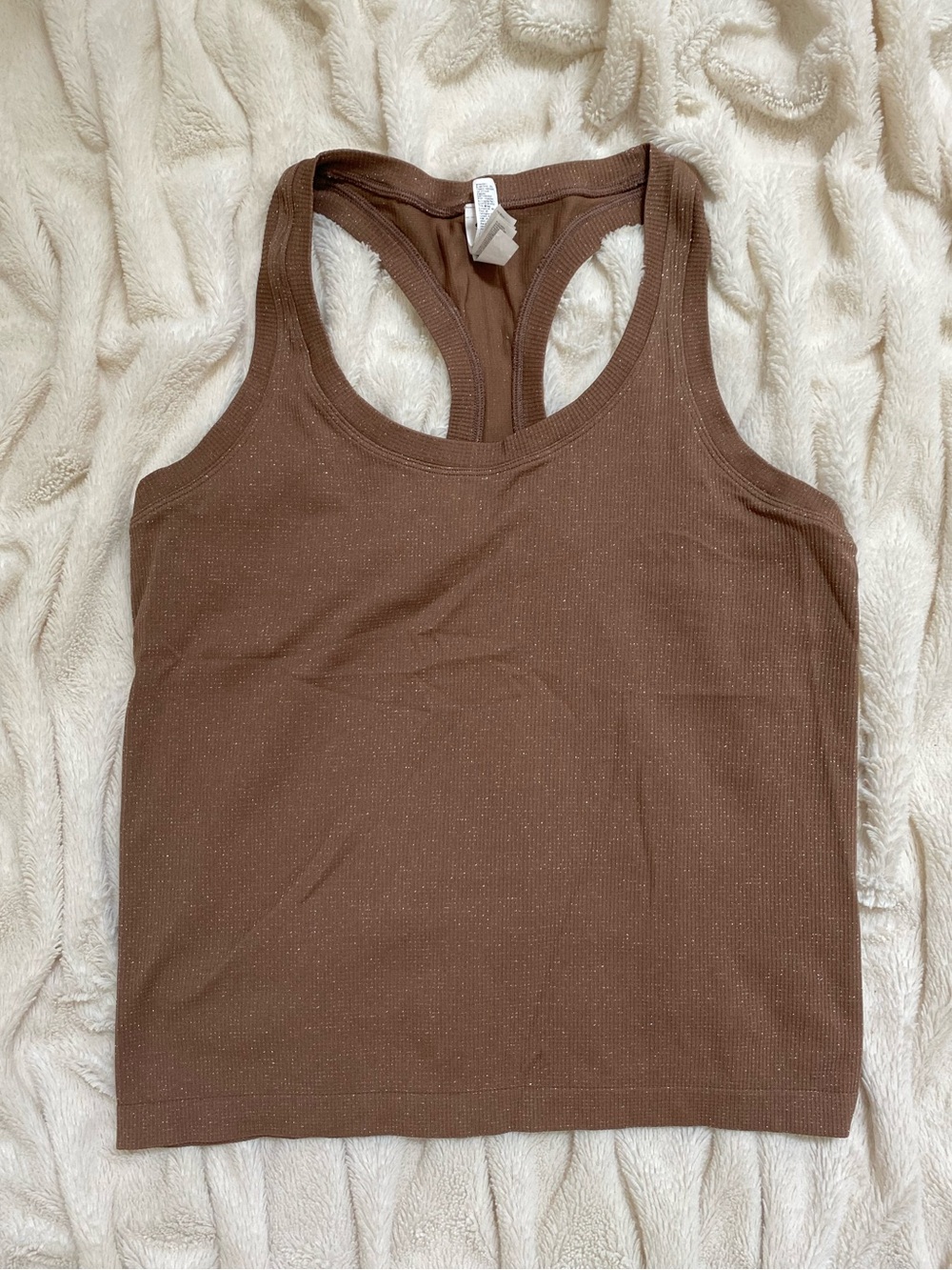 Athleta brown shimmer tank racerback sparkle Sz M